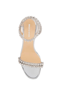 Audrey 55 sandals in mirrored leather embellished with rhinestones - Silver