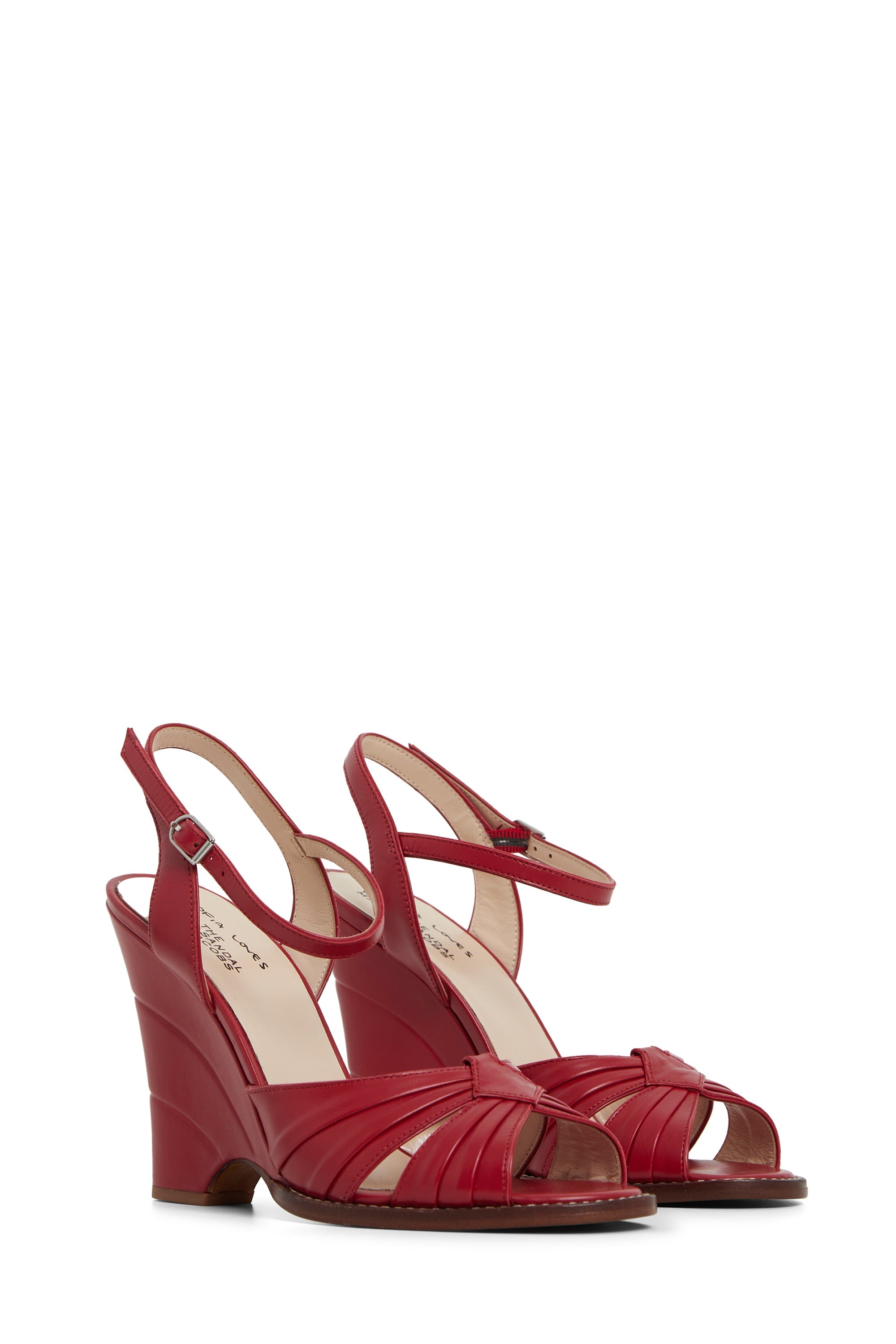 Sandales à talons avec brides 45 en cuir - Red