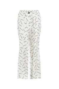 Flowing patterned silk trousers - Ivory & Black