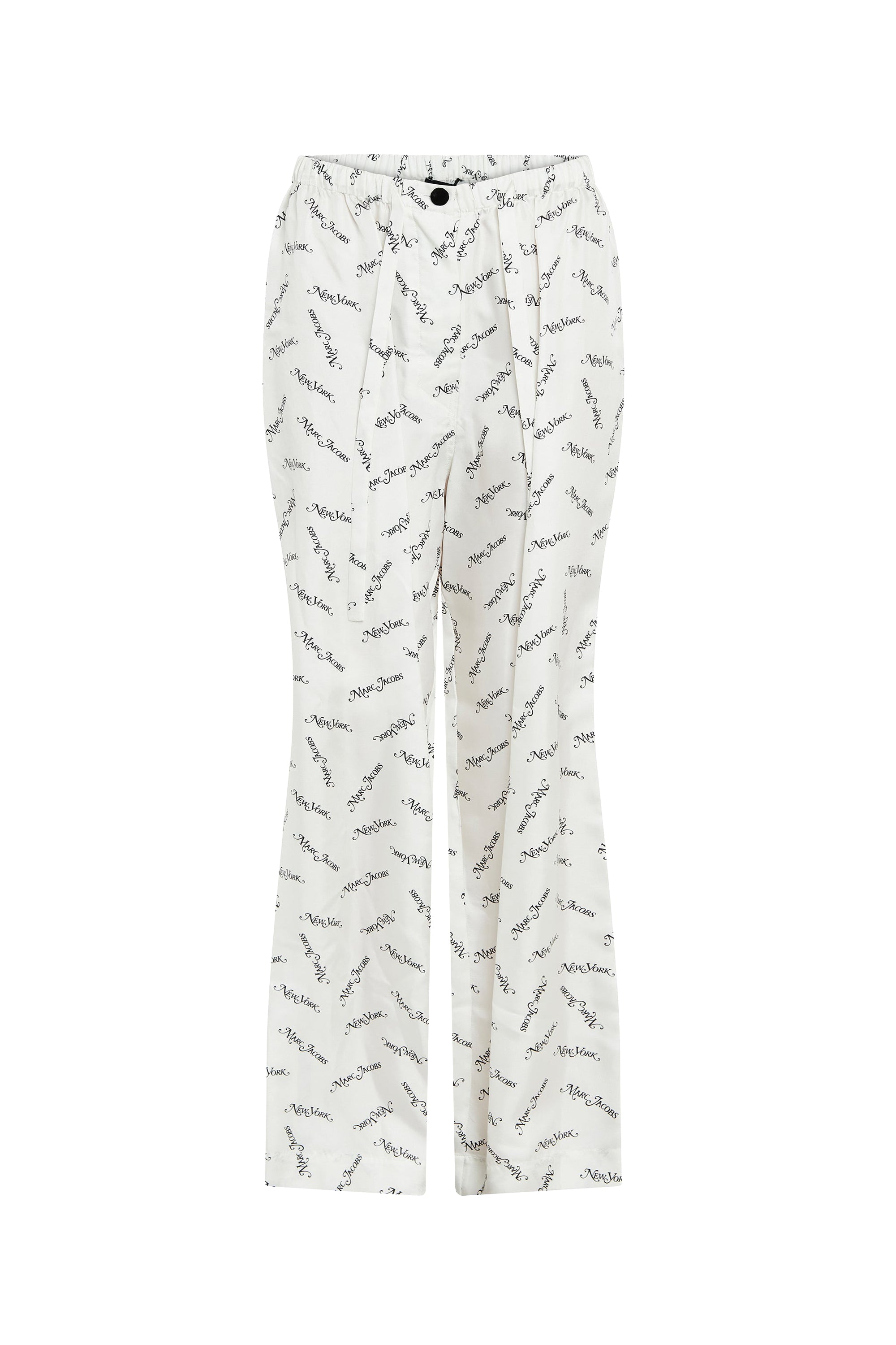 Flowing patterned silk trousers - Ivory & Black