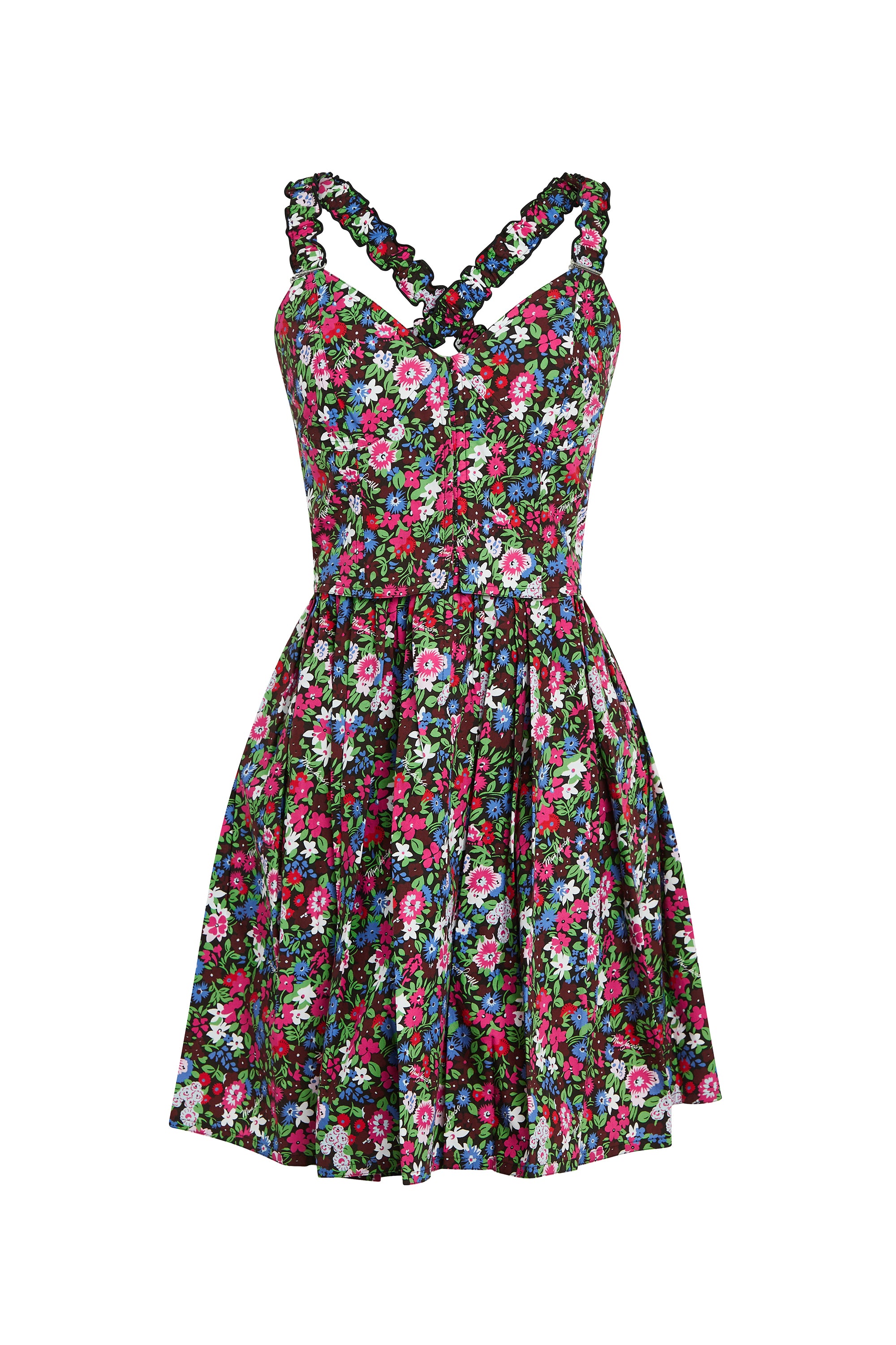 Short strappy dress - Black Multicolour