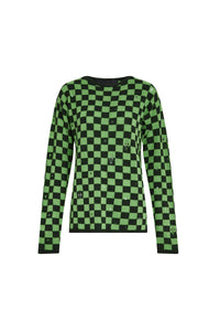 Wool checked jumper - Bright Green Multicolour