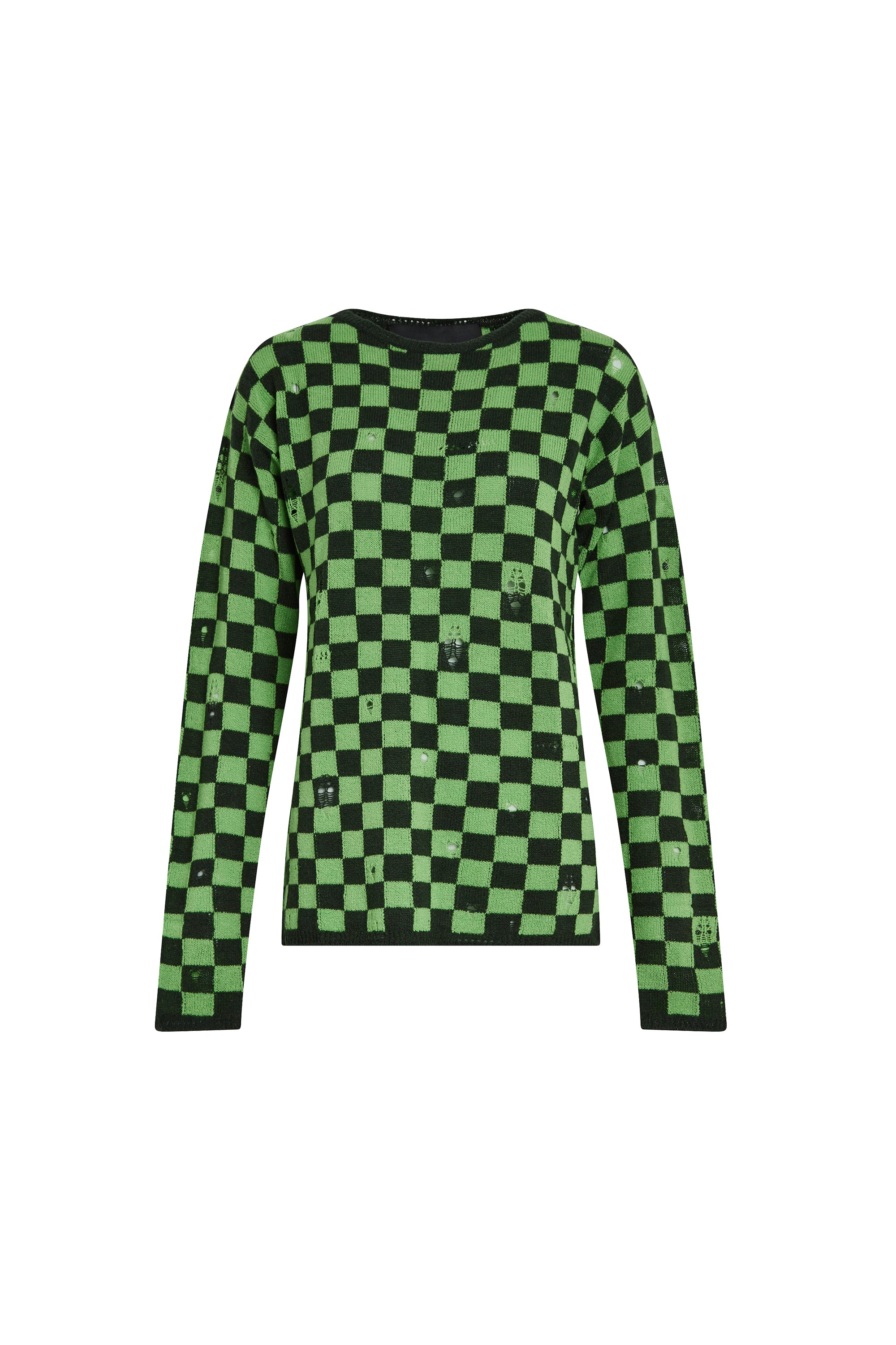 Wool checked jumper - Bright Green Multicolour