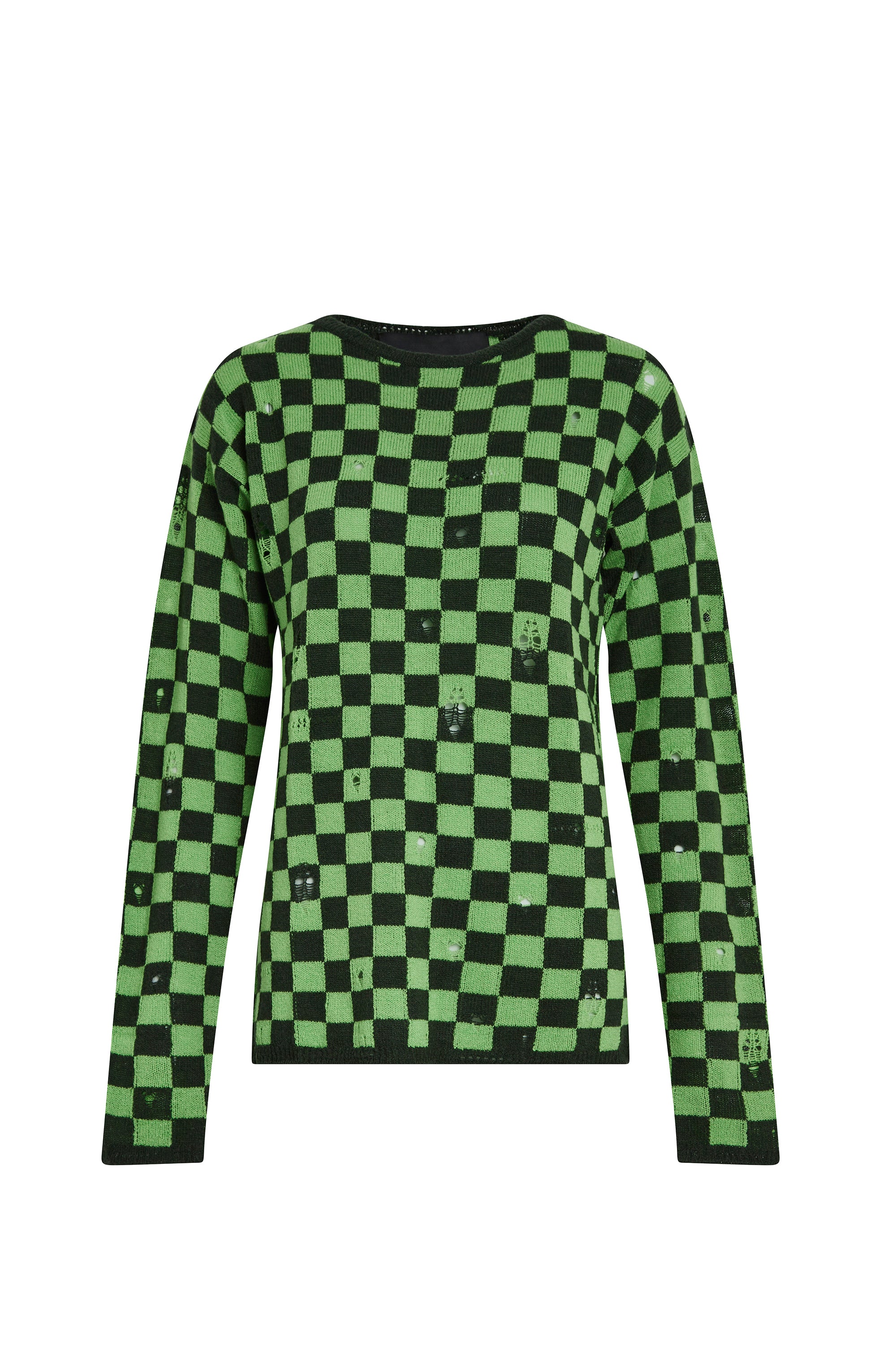 Pull à carreaux en laine - Bright Green Multicolor