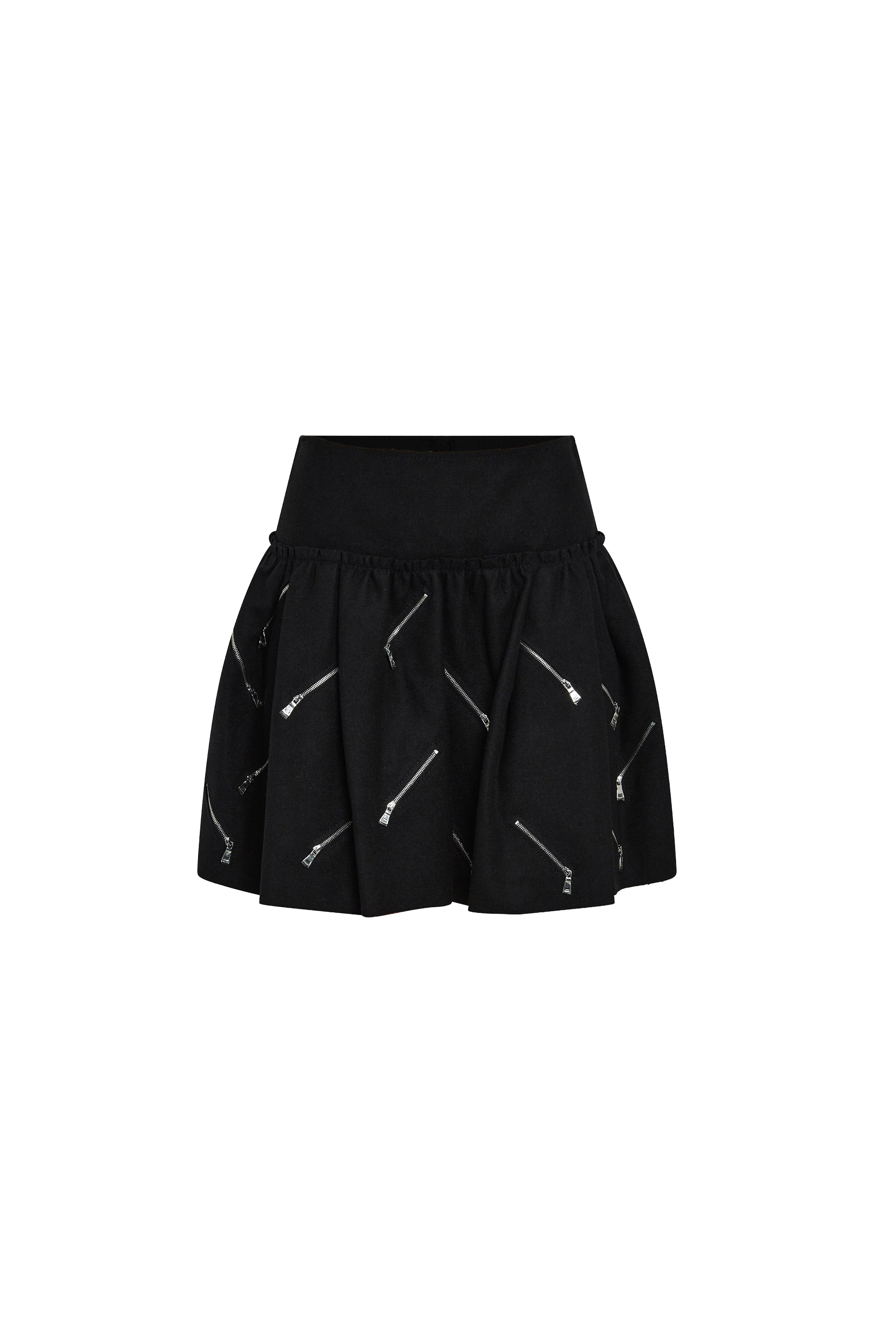 Short punk skirt in wool - Black