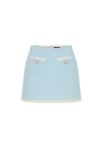 Jupe courte tweed en laine - Baby Blue