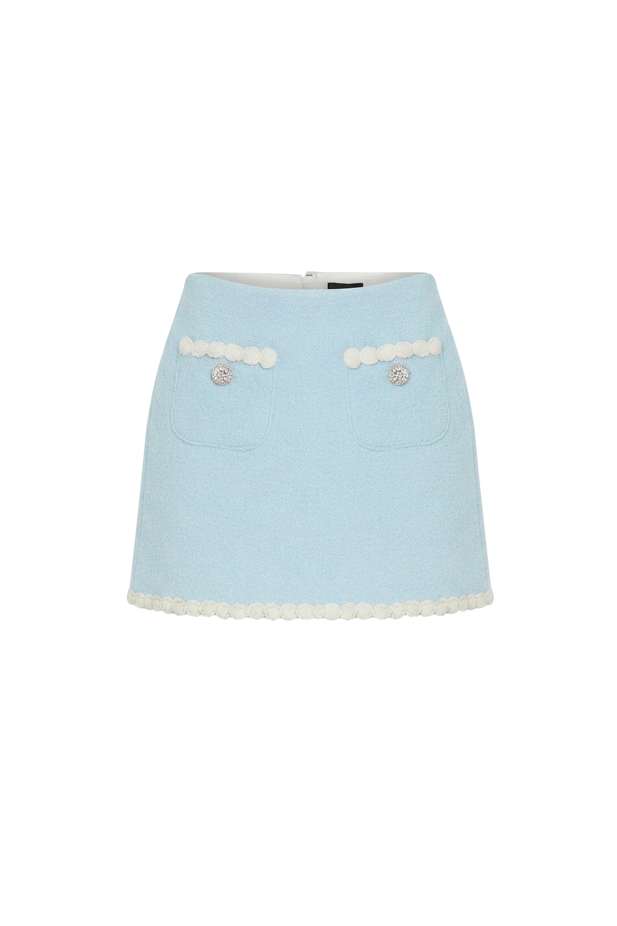 Jupe courte tweed en laine - Baby Blue