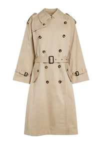 Trench-coat boutonné et ceinturé - Beige