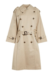 Trench-coat boutonné et ceinturé - Beige