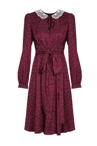 Berlin mini dress with Peter Pan collar - Burgundy