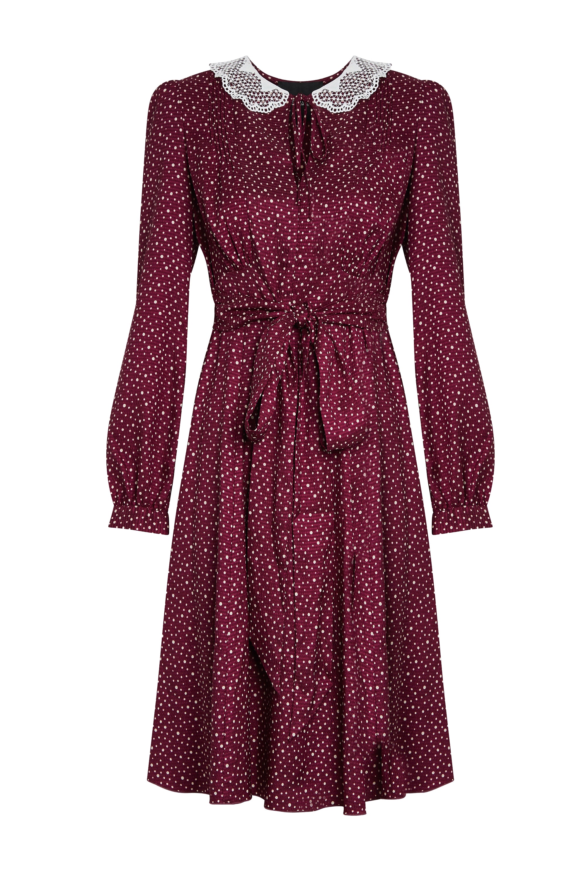 Berlin mini dress with Peter Pan collar - Burgundy