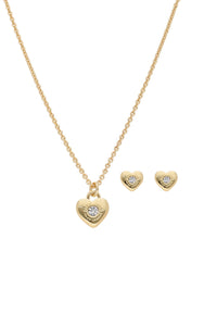Parure Coeur avec strass en laiton - Gold & Crystal