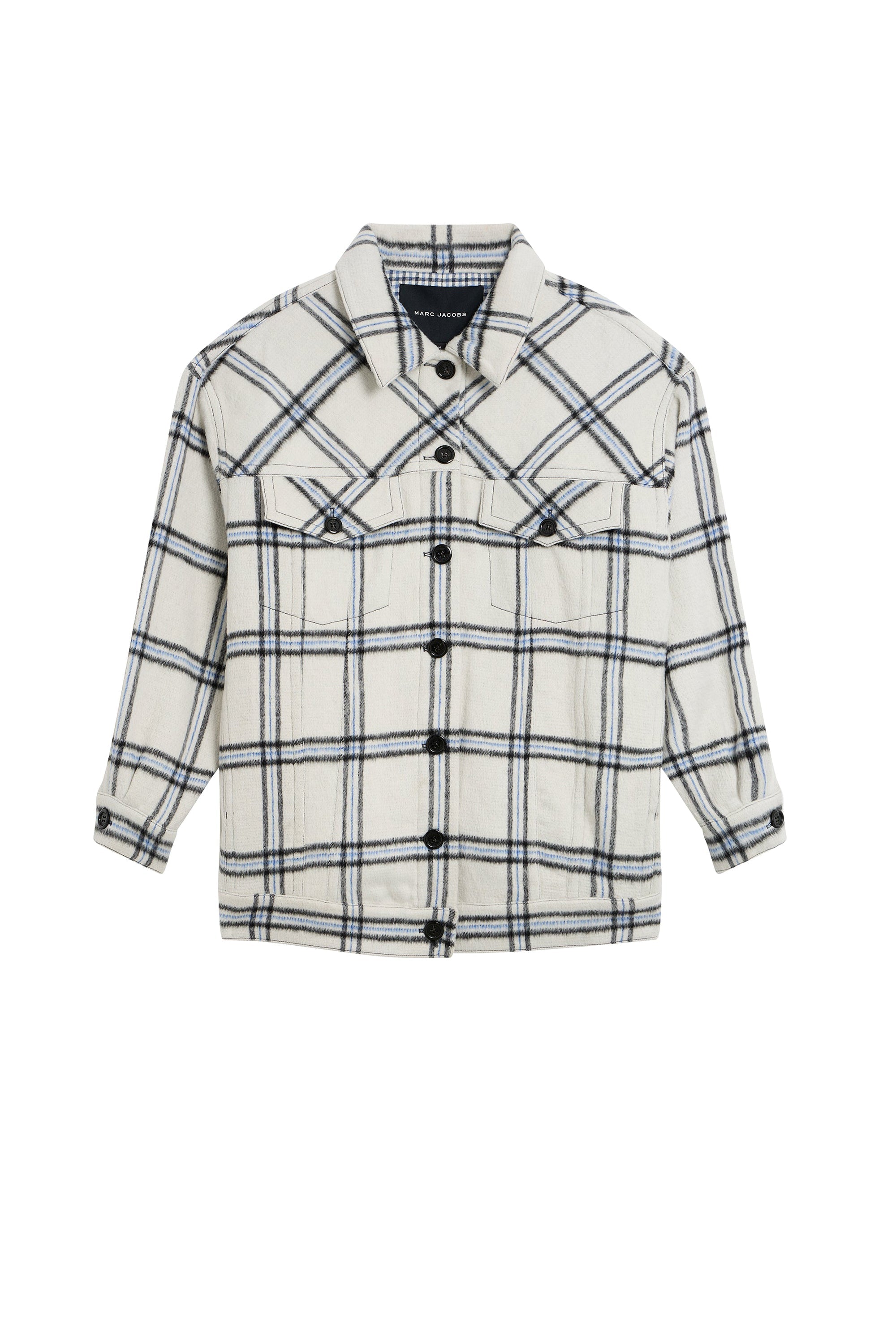 Chemise oversize à carreaux - Blanc
