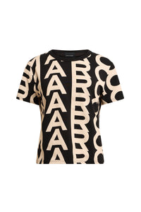 T-shirt Monogram à col rond - Black & Ivory
