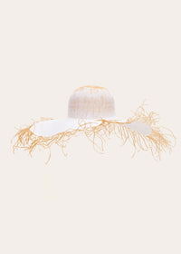 Chapeau Riviera en raphia - Off White & Light Beige