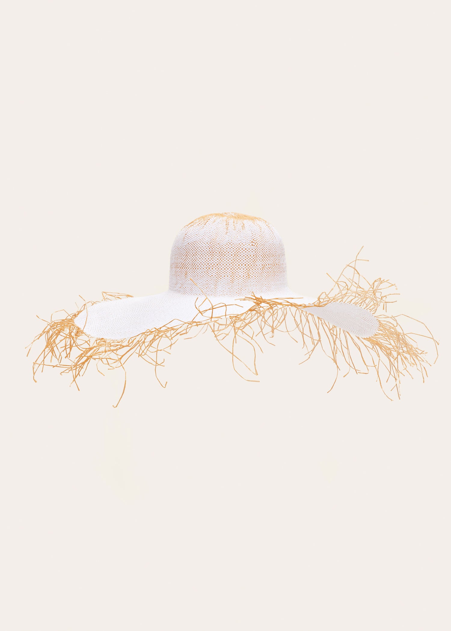 Chapeau Riviera en raphia - Off White & Light Beige