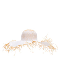 Chapeau Riviera en raphia - Off White & Light Beige