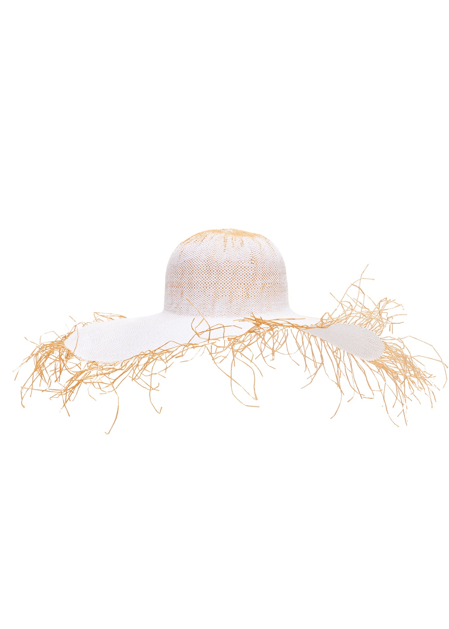 Chapeau Riviera en raphia - Off White & Light Beige