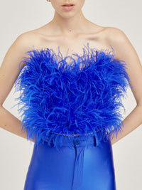 Top brodé de plumes - Electric Blue