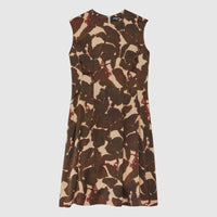 Robe ceinturée à manches courtes - Marron & beige