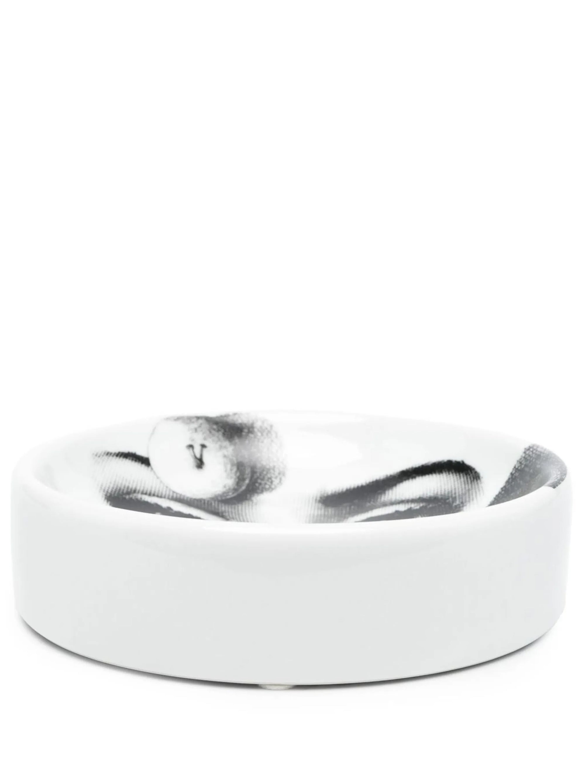 Tema e Variazioni n°218 round porcelain ashtray - Black & White