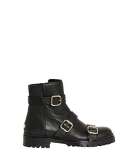 Bottines Hank en cuir grainé shearling - Black