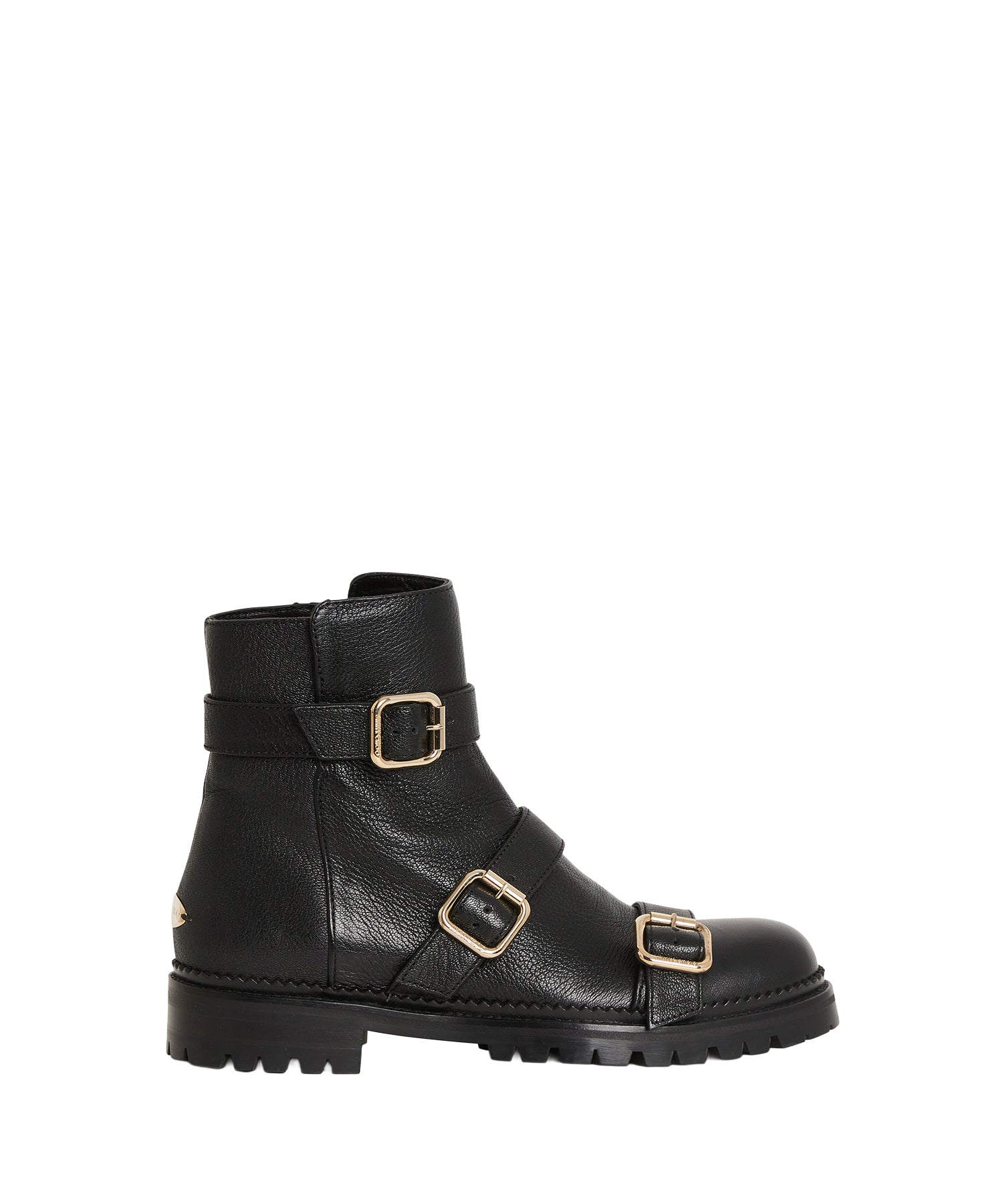 Bottines Hank en cuir grainé shearling - Black