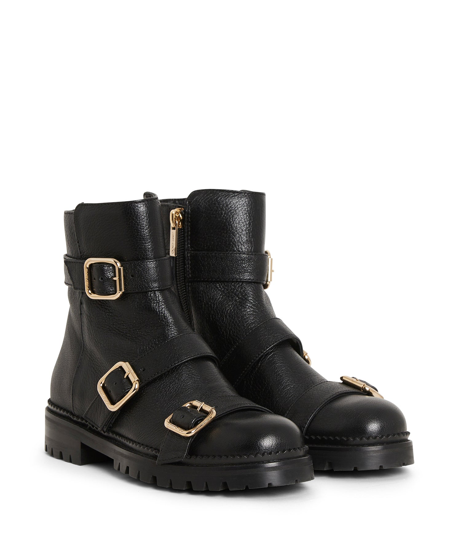 Bottines Hank en cuir grainé shearling - Black