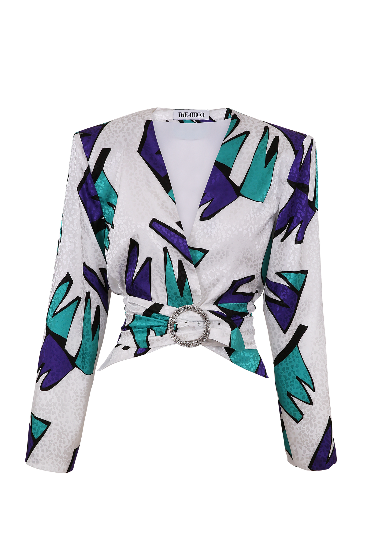 Top jacquard stampato con fibbia swarovski - Multicolor