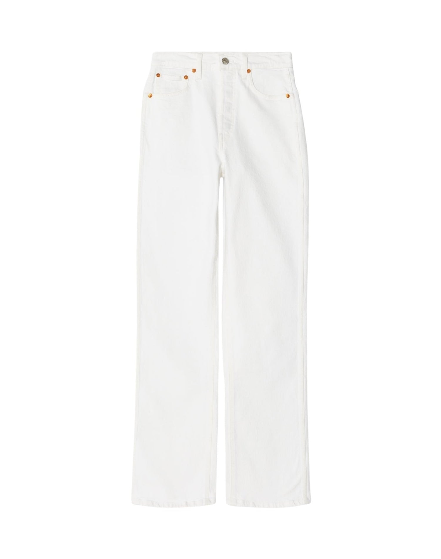 Jean loose taille haute - White
