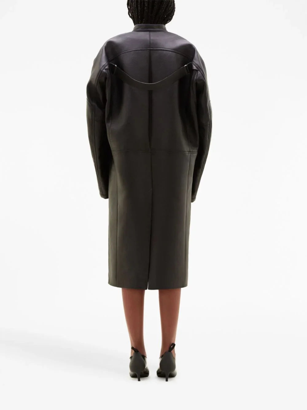 4pcs RELIQUAT 1490€ / Manteau long racer patina en cuir - Chocolate black