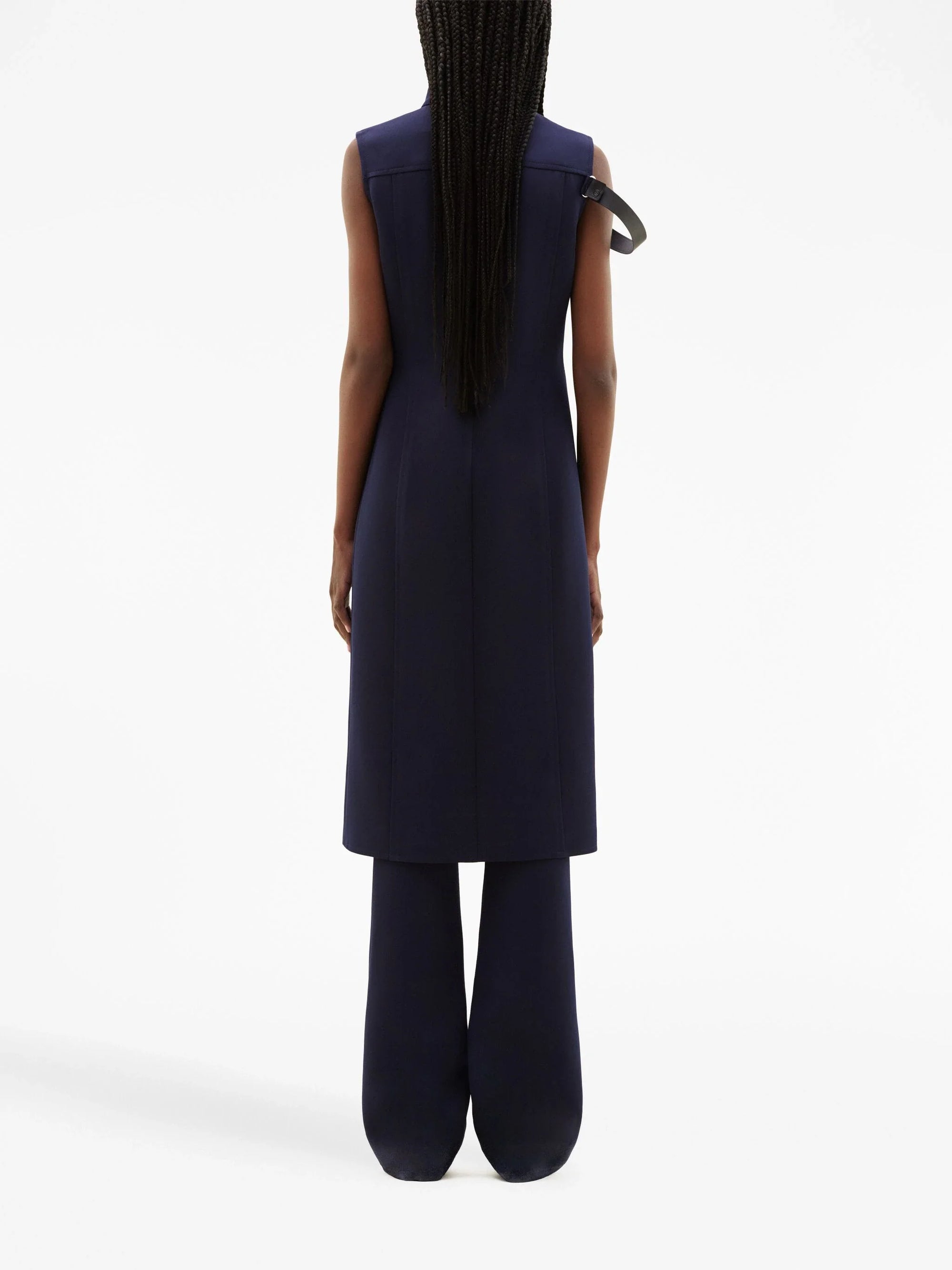 1pcs RELIQUAT 390€ / Robe tailleur longue strap en sergé - Ice blue