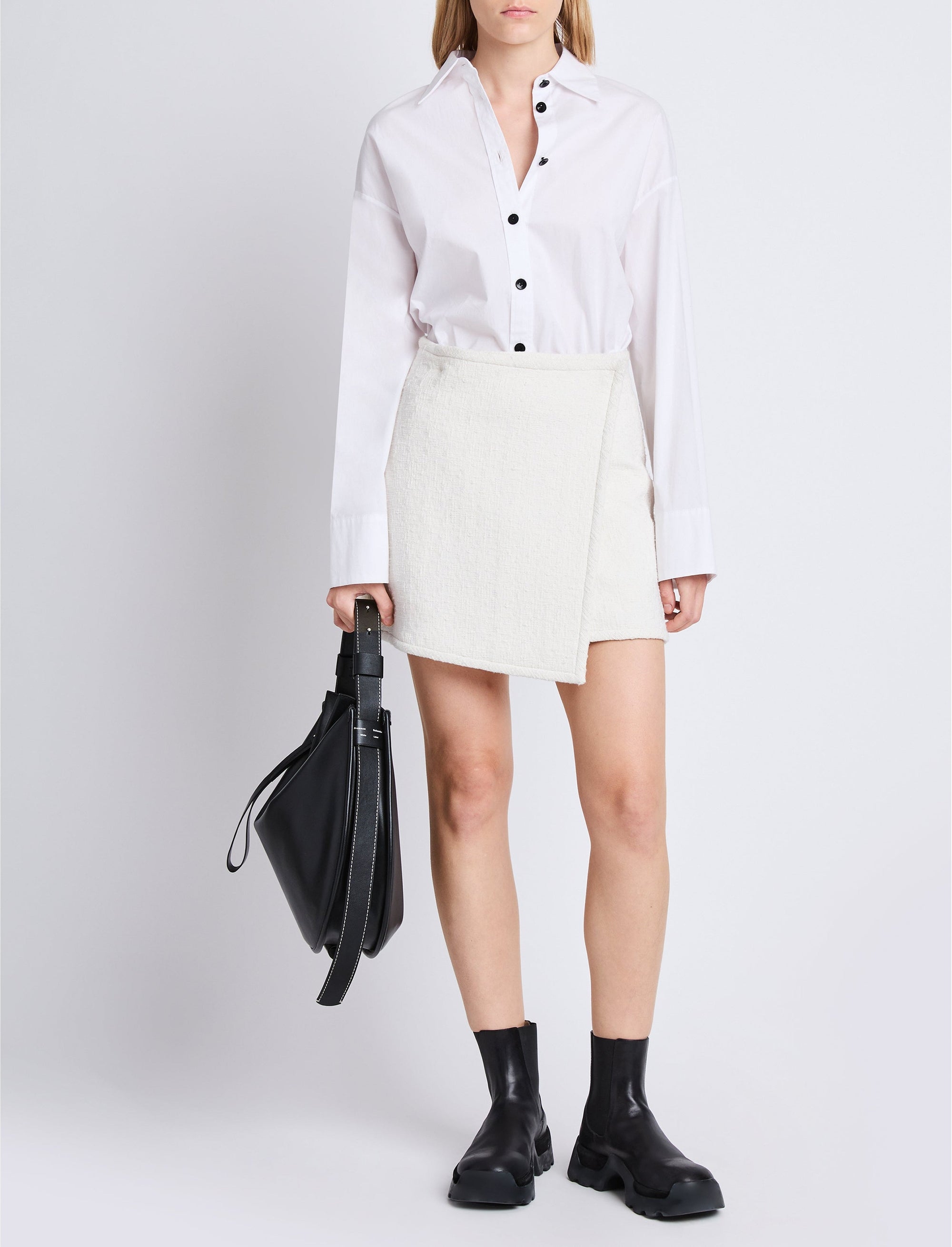 Jupe portefeuille en tweed - White