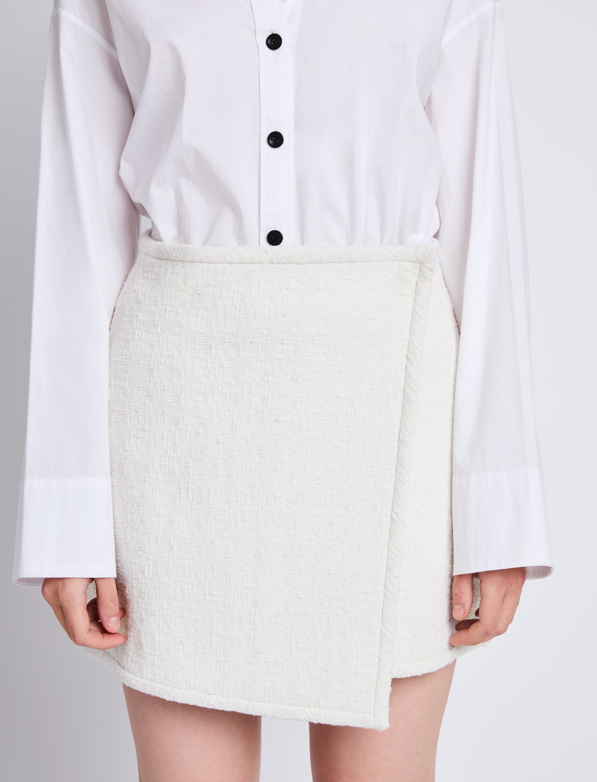 Jupe portefeuille en tweed - White