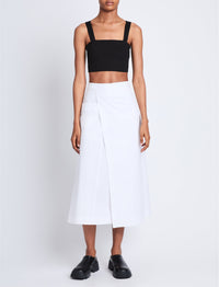 Jupe portefeuille en popeline - Off White