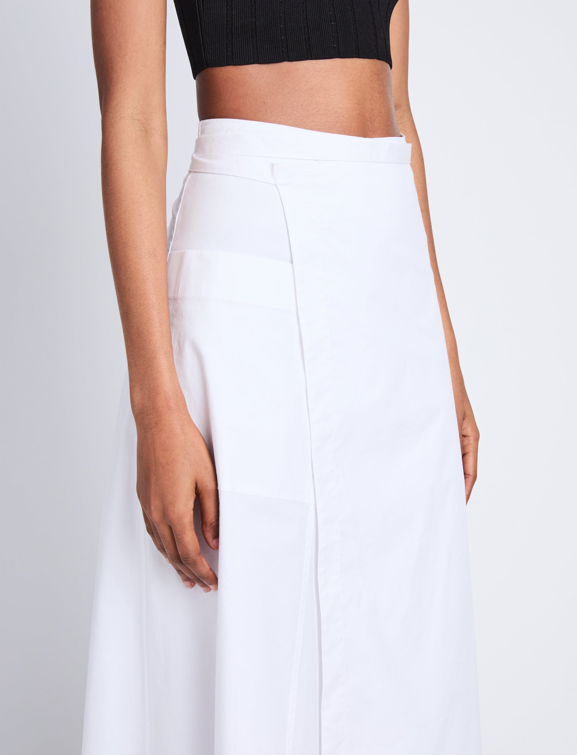 Jupe portefeuille en popeline - Off White