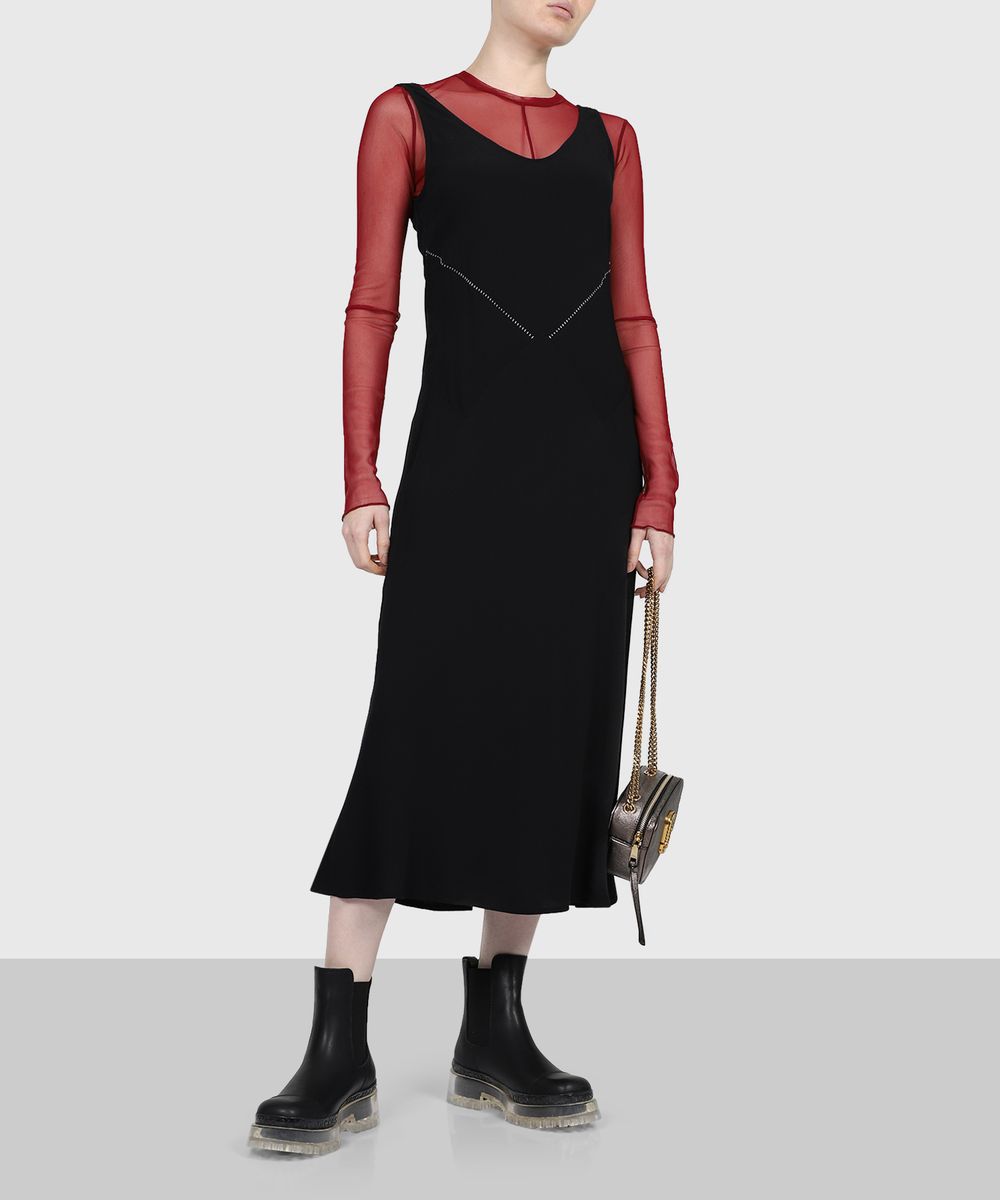 Robe midi à bretelles fines - Black