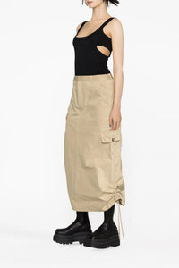 Jupe cargo en satin - Beige