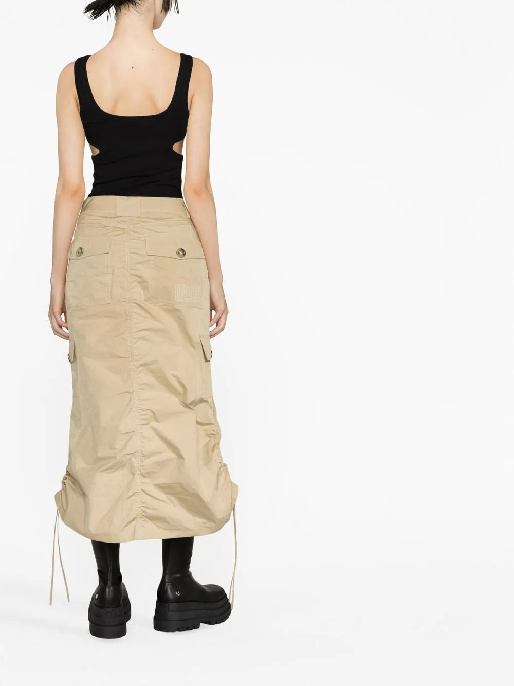 Jupe cargo en satin - Beige