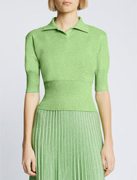 Polo scintillant en maille - Green