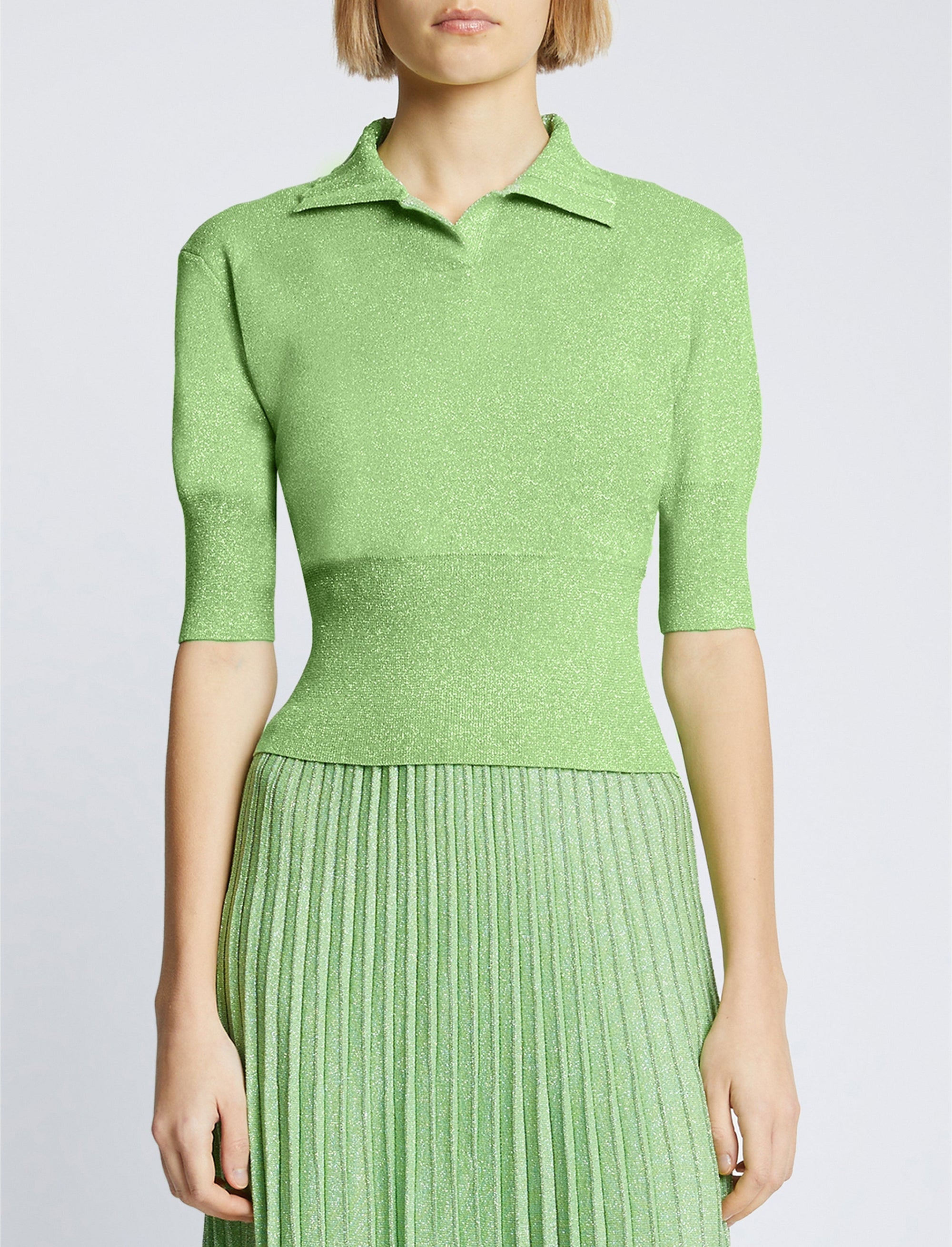 Polo scintillant en maille - Green