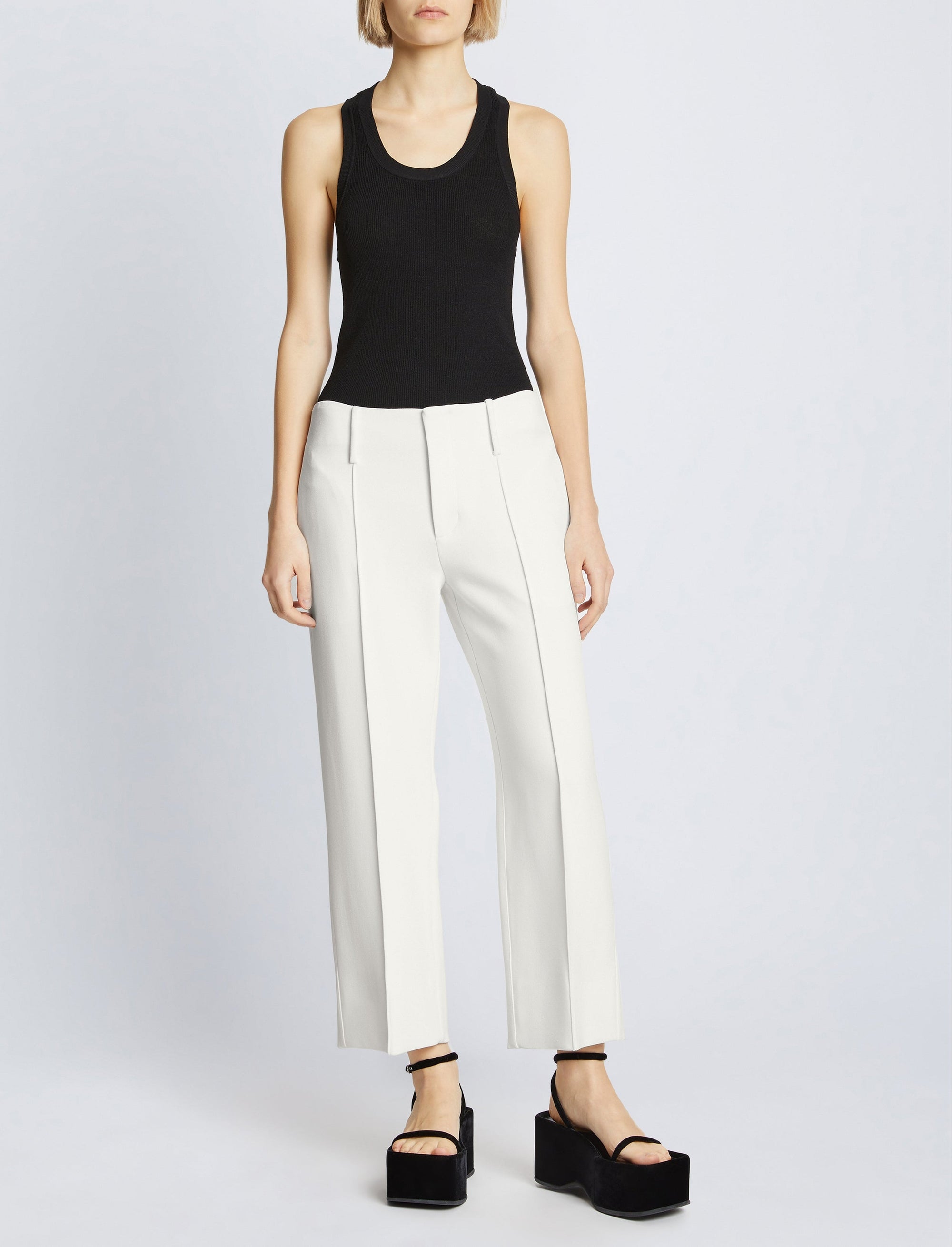 Pantalon court en crêpe - White
