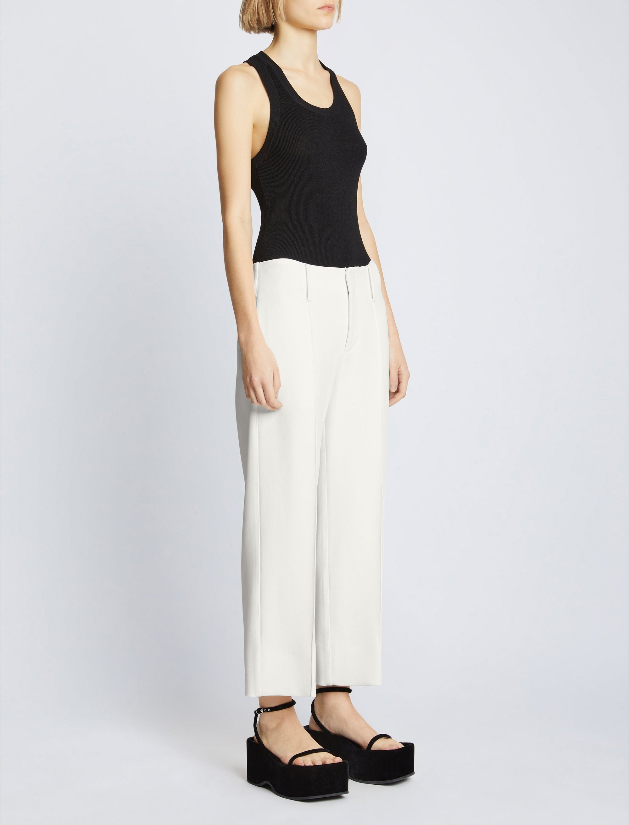 Pantalon court en crêpe - White