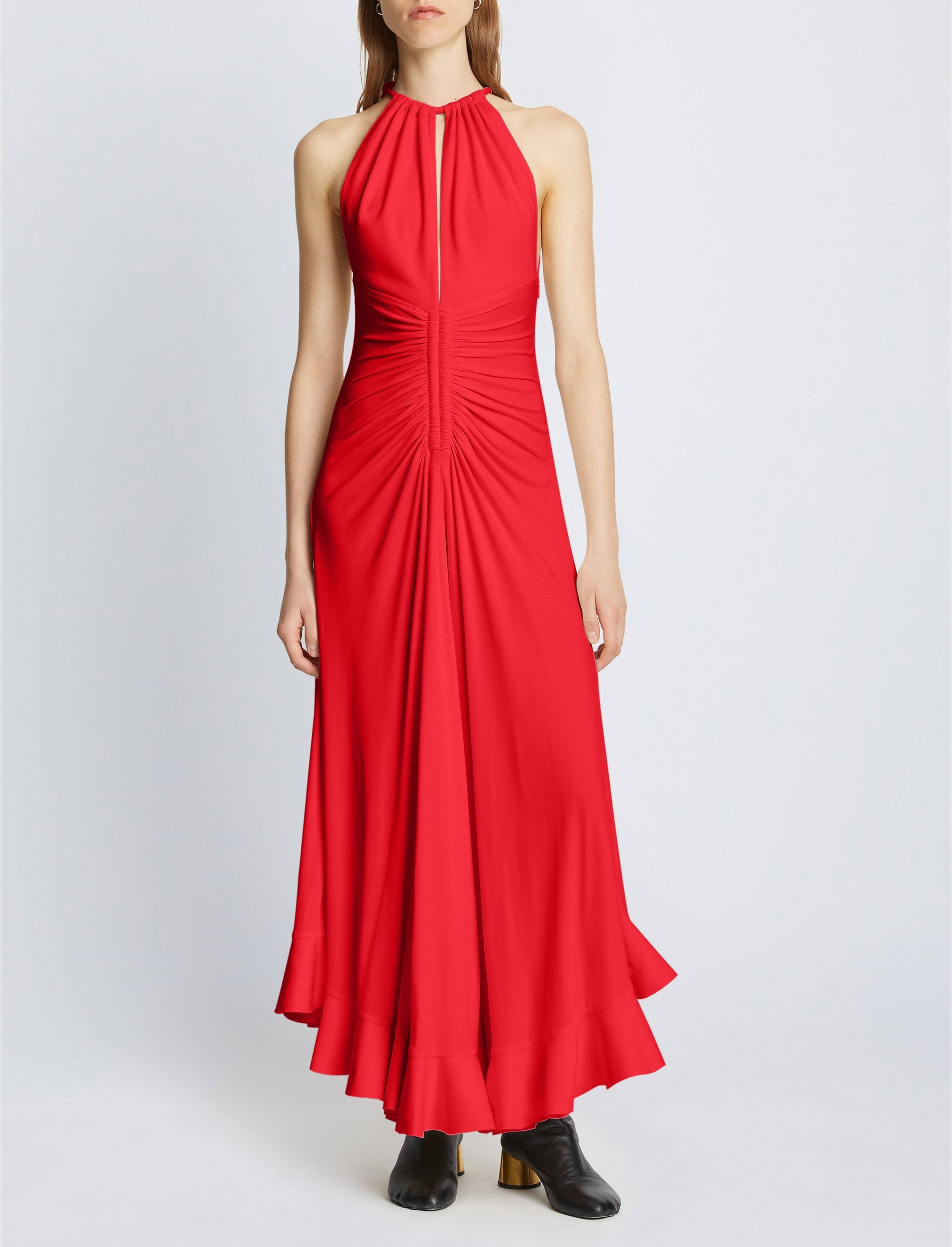 Robe à encolure américaine en crêpe - Poppy
