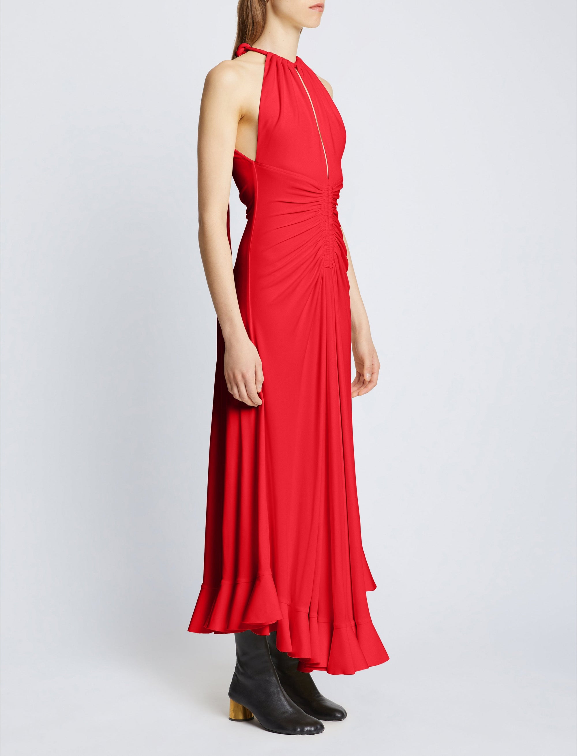 Robe à encolure américaine en crêpe - Poppy