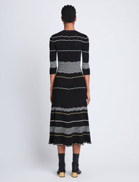 Robe midi à rayures - Black Multicolor