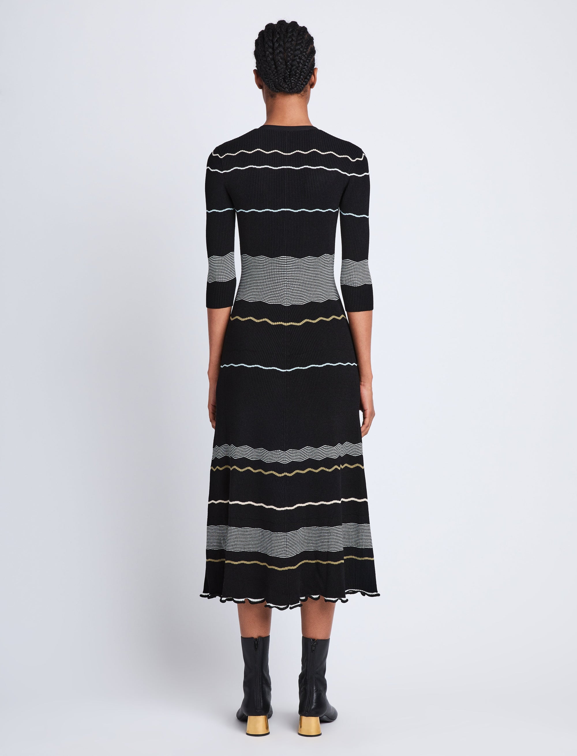 Robe midi à rayures - Black Multicolor