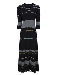 Robe midi à rayures - Black Multicolor