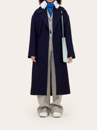 Manteau Quito à boutons en laine mélangée - Dark Navy