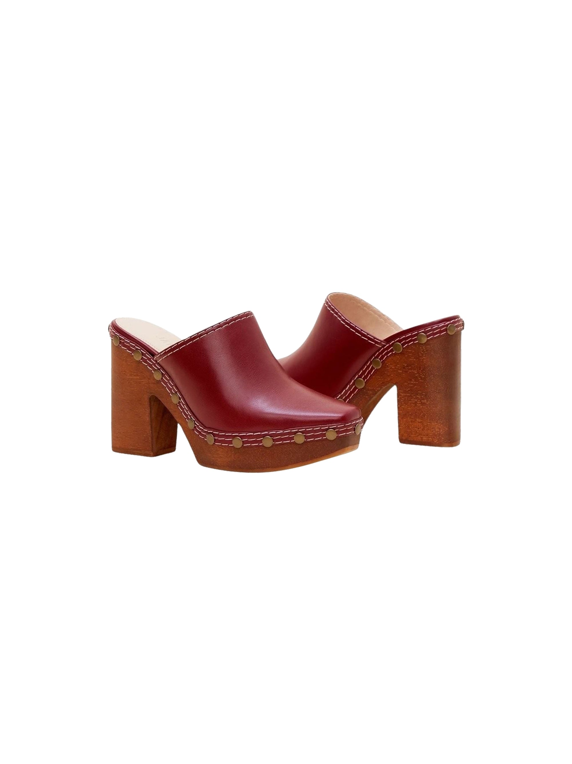 Sabots en cuir - Burgundy